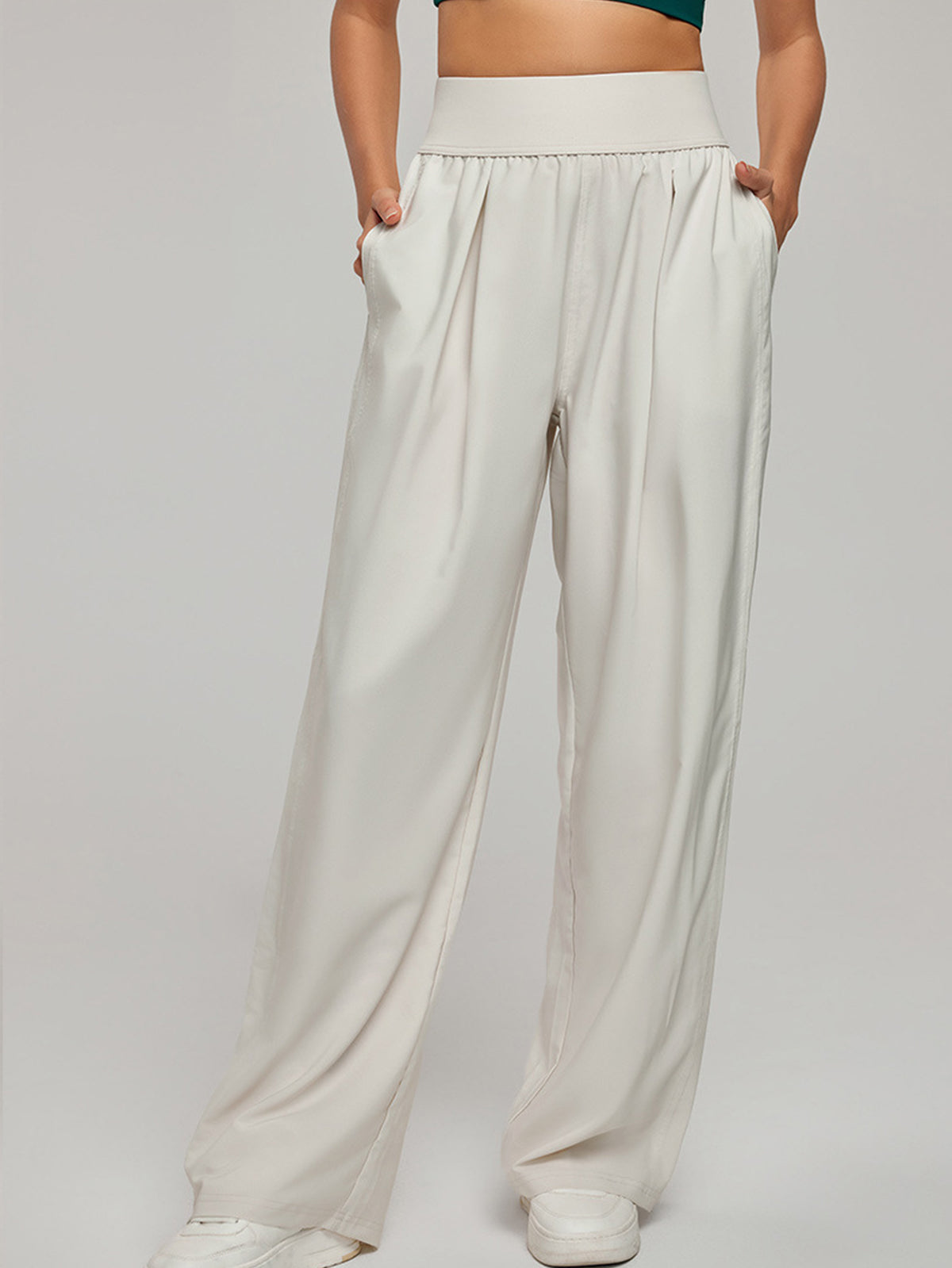 Women's long pants, summer, thin, loose, fitness, high waist, wide legs, straight
