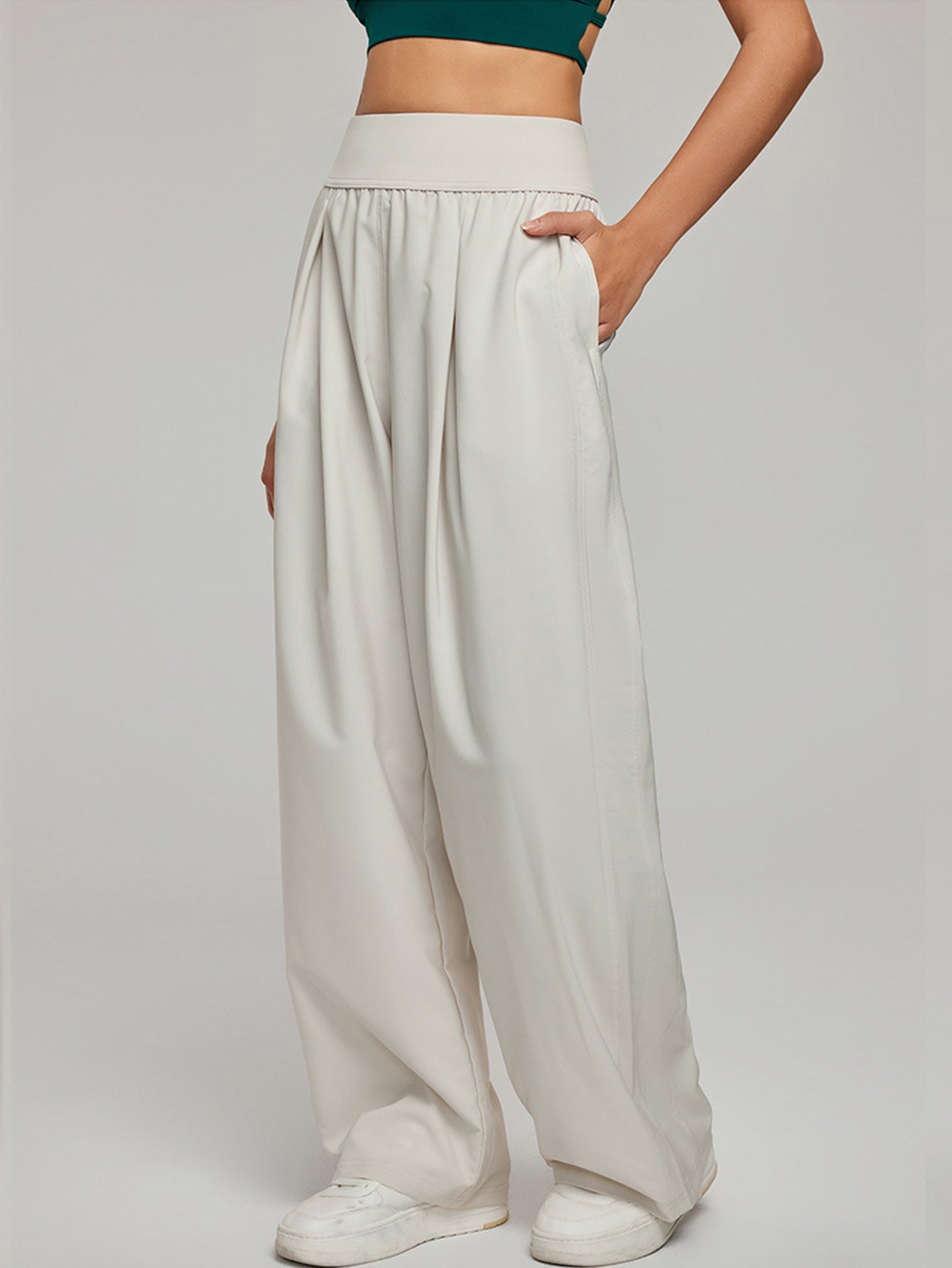 Women's long pants, summer, thin, loose, fitness, high waist, wide legs, straight